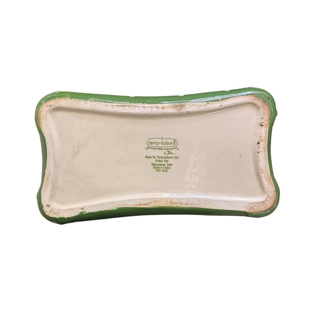 Temp‎ Tations Green Polka Dot Handbag Shaped Ceramic Cookie Jar with Lid - Picture 7 of 12